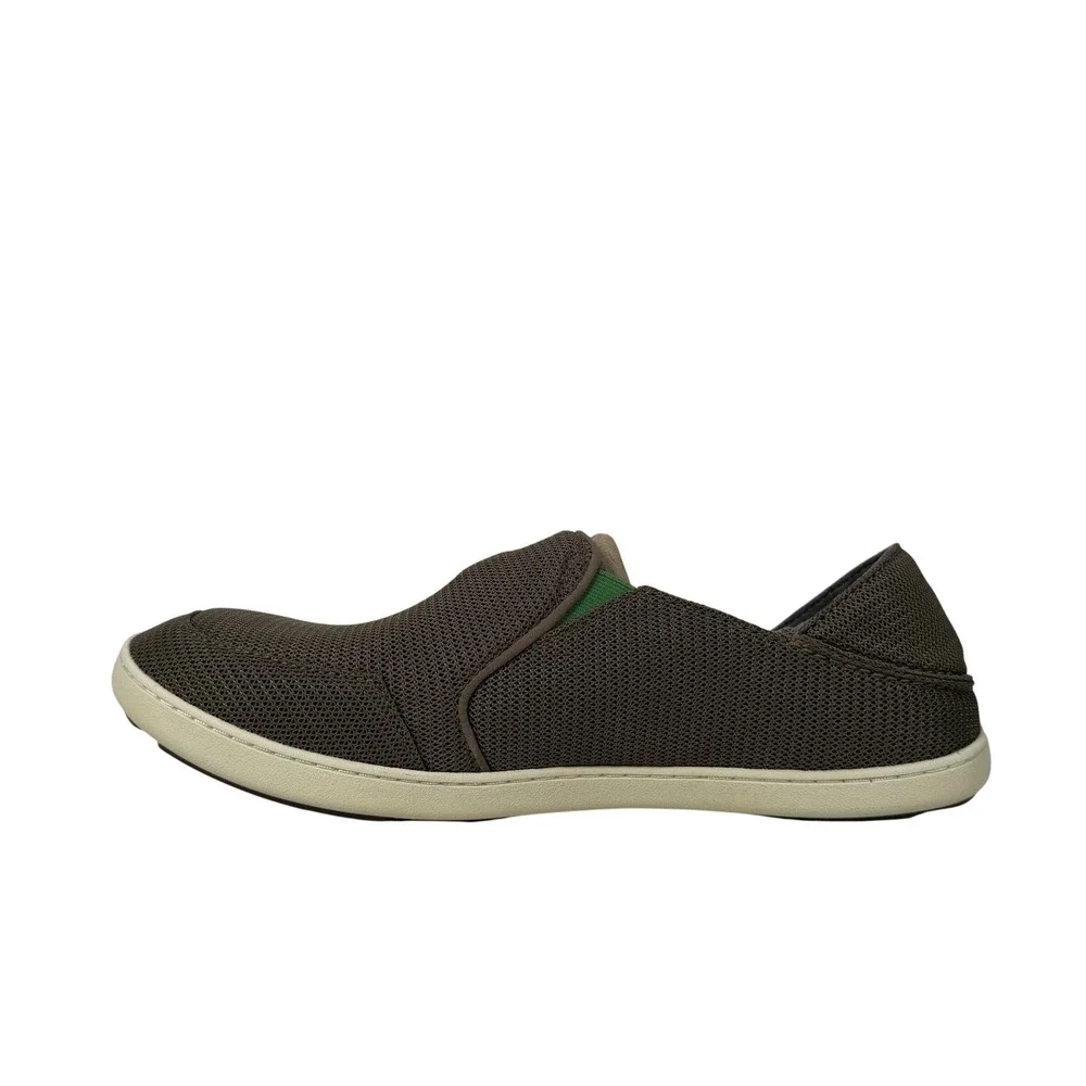 OluKai Nohea Mesh Slip On Shoes Mens 12 Mustang Lime Peel Comfort Casual Brown